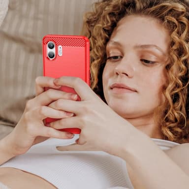 SKALO Nothing Phone (2) Armor Carbon Iskunkestävä TPU suojakuori - Punainen