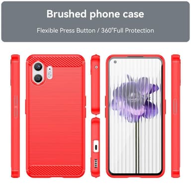 SKALO Nothing Phone (2) Armor Carbon Iskunkestävä TPU suojakuori - Punainen