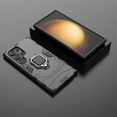 SKALO Samsung S24 Ultra Armor Hybridi metallirengas kuori - Musta