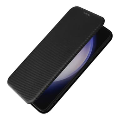 SKALO Samsung S24+ Carbon Fiber Lompakkokotelo - Musta