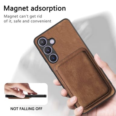 SKALO Samsung S24+ PU-nahkakuori, jossa on irrotettava magneettinen lompakko - Ruskea