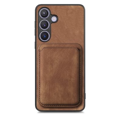 SKALO Samsung S24+ PU-nahkakuori, jossa on irrotettava magneettinen lompakko - Ruskea