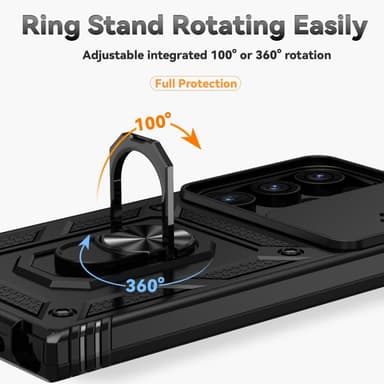 SKALO Samsung S24 Ultra Armor hybridi metallirengas kameran liukusäädin - Musta
