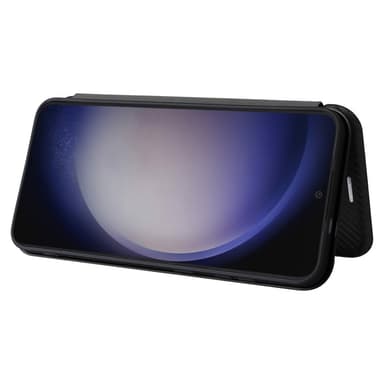 SKALO Samsung S24+ Carbon Fiber Lompakkokotelo - Musta