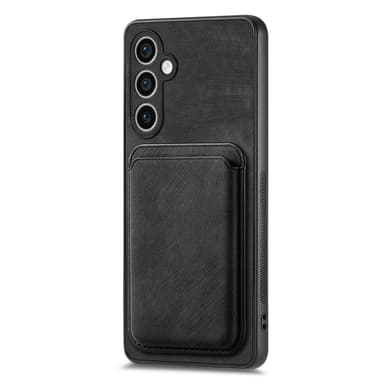SKALO Samsung S23 FE PU-nahkakuori, jossa on irrotettava magneettinen lompakko - Musta