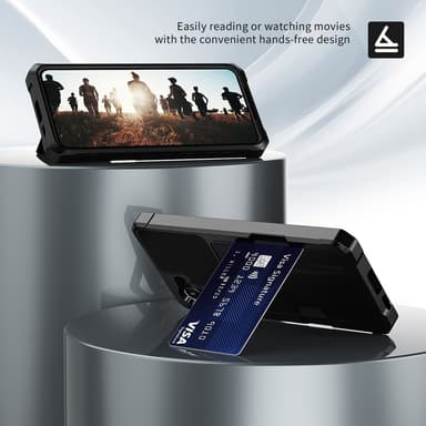 SKALO Samsung S24+ Iskunkestävä Nahkainen Korttikotelo - Musta