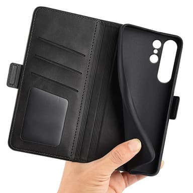 SKALO Samsung S24 Ultra Premium Wallet Lompakkokotelo - Musta