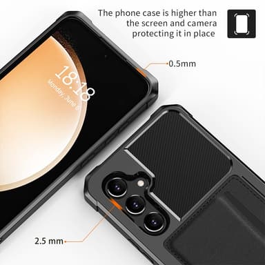 SKALO Samsung S24+ Iskunkestävä Nahkainen Korttikotelo - Musta