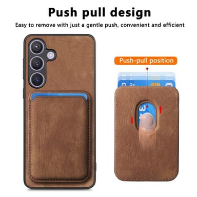 SKALO Samsung S24+ PU-nahkakuori, jossa on irrotettava magneettinen lompakko - Ruskea