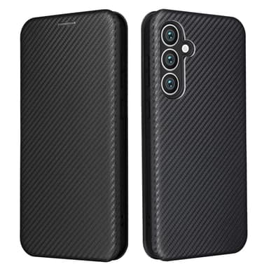 SKALO Samsung S23 FE Carbon Fiber Lompakkokotelo - Musta