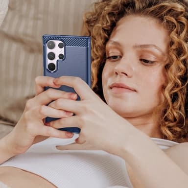 SKALO Samsung S24 Ultra Armor Carbon Iskunkestävä TPU suojakuori - Sininen