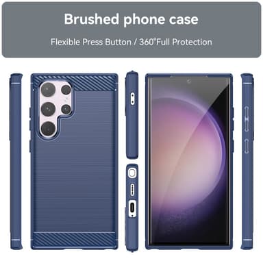 SKALO Samsung S24 Ultra Armor Carbon Iskunkestävä TPU suojakuori - Sininen