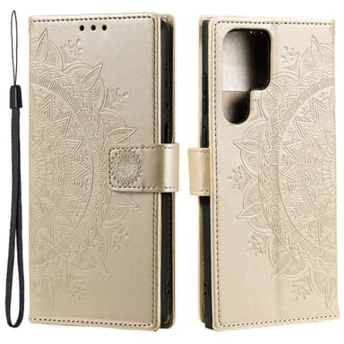 SKALO Samsung S24 Ultra Mandala lompakkokotelo - Kulta