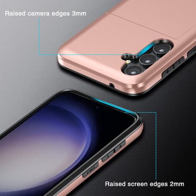 SKALO Samsung S23 FE Armor Suojakuori korttikotelo - Kulta