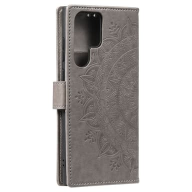SKALO Samsung S24 Ultra Mandala lompakkokotelo - Harmaa