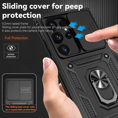 SKALO Samsung S24 Ultra Armor hybridi metallirengas kameran liukusäädin - Musta