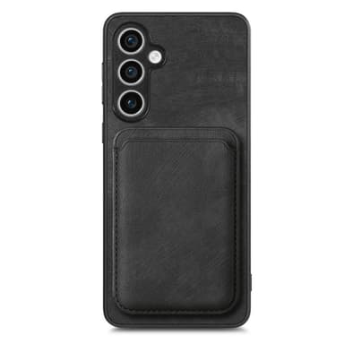 SKALO Samsung S23 FE PU-nahkakuori, jossa on irrotettava magneettinen lompakko - Musta