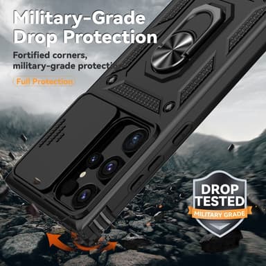 SKALO Samsung S24 Ultra Armor hybridi metallirengas kameran liukusäädin - Musta