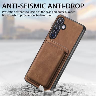 SKALO Samsung S24+ PU-nahkakuori, jossa on irrotettava magneettinen lompakko - Ruskea