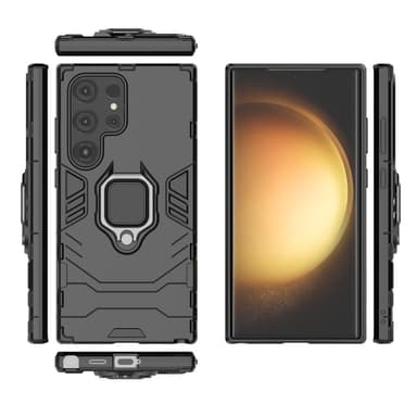 SKALO Samsung S24 Ultra Armor Hybridi metallirengas kuori - Musta