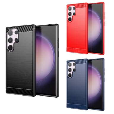 SKALO Samsung S24 Ultra Armor Carbon Iskunkestävä TPU suojakuori - Sininen
