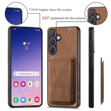 SKALO Samsung S24+ PU-nahkakuori, jossa on irrotettava magneettinen lompakko - Ruskea