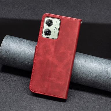 SKALO Motorola Moto G54 5G Lompakkokotelo PU-nahkaa - Punainen