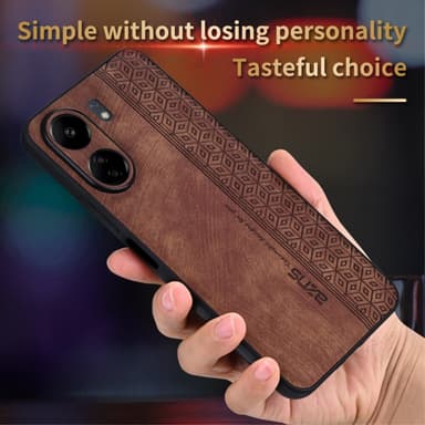 SKALO Xiaomi Redmi 13C 4G AZNS PU-nahka suojakuori - Ruskea