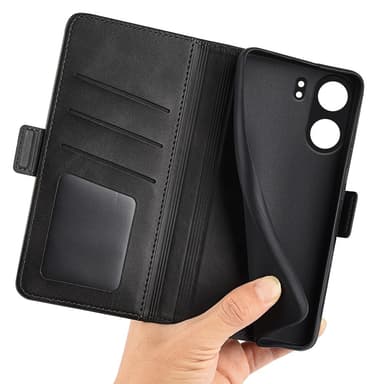 SKALO Xiaomi Redmi 13C 4G Premium Wallet Lompakkokotelo - Musta