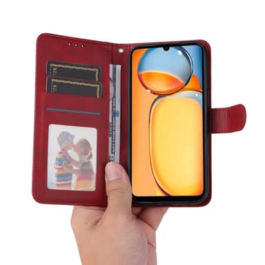 SKALO Xiaomi Redmi 13C 4G PU-nahkainen Lompakkokotelo - Punainen