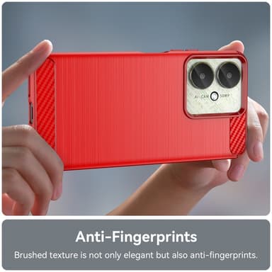 SKALO Xiaomi Redmi 13C 4G Armor Carbon Iskunkestävä TPU suojakuori - Punainen
