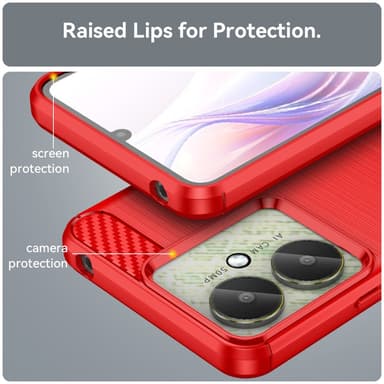 SKALO Xiaomi Redmi 13C 4G Armor Carbon Iskunkestävä TPU suojakuori - Punainen