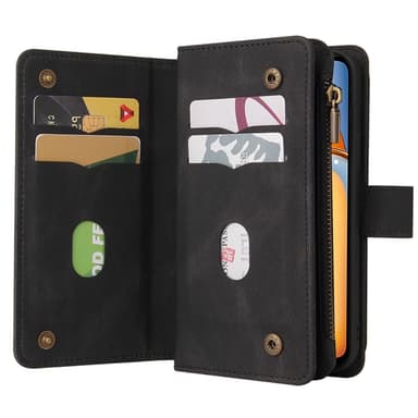 SKALO Xiaomi Redmi 13C 4G Big Wallet 17-lokeroa Lompakkokotelo - Musta