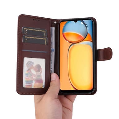 SKALO Xiaomi Redmi 13C 4G PU-nahkainen Lompakkokotelo - Ruskea