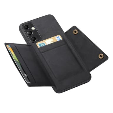 SKALO Samsung A15 5G PU-nahkainen Suojakuori Lompakolla - Musta