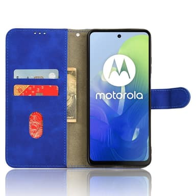 SKALO Motorola Moto G04 Matt PU Nahka lompakkokotelo - Sininen