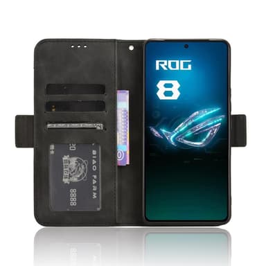SKALO Asus ROG Phone 8 Pro 5G 6-lokeroa Lompakkokotelo - Musta