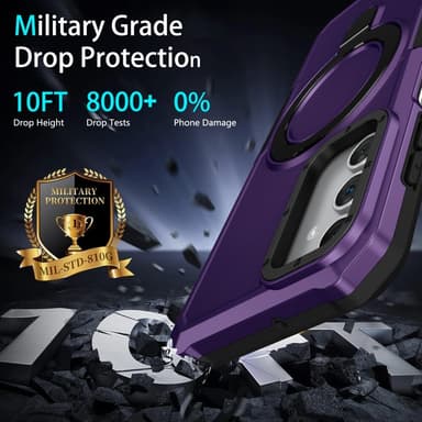 SKALO Samsung A15 4G Armor Hybridi metallirengas kuori - Tumman violetti
