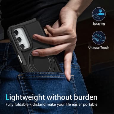 SKALO Samsung A15 4G Armor Hybridi metallirengas kuori - Musta