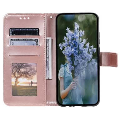 SKALO Samsung A15 4G Mandala lompakkokotelo - Ruusukulta