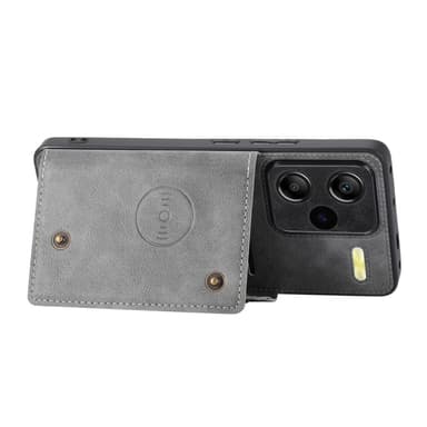 SKALO Xiaomi Redmi Note 13 Pro+ PU-nahkainen Korttikotelo - Harmaa