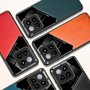 SKALO Xiaomi 14 5G The-V PU Nahka Hybrid Kuori - Oranssi
