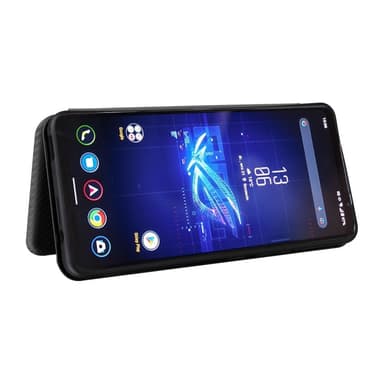 SKALO Asus ROG Phone 8 Pro 5G Carbon Fiber Lompakkokotelo - Musta