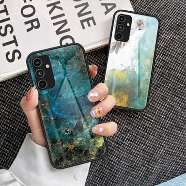 SKALO Samsung A15 4G Marmori karkaistu lasi TPU-suojakuori - #1