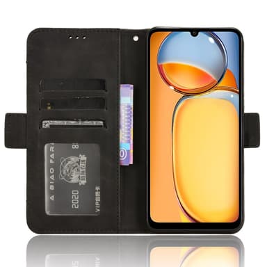 SKALO Xiaomi Redmi 13C 4G 6-lokeroa Lompakkokotelo - Musta