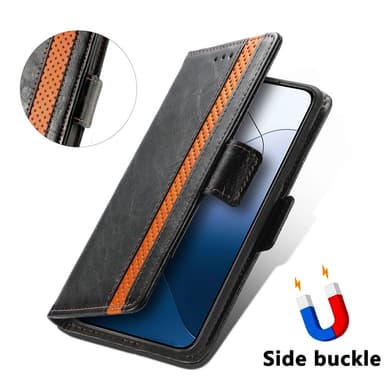 SKALO Xiaomi 14 5G CASENEO 002 Series Premium PU-nahkalompakko - Musta