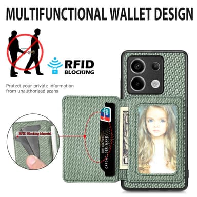 SKALO Xiaomi Redmi Note 13 Pro 5G SKALO Xiaomi Redmi Note 13 Pro 5G Carbon Fiber Suojakuori  korttipidike - Ruskea