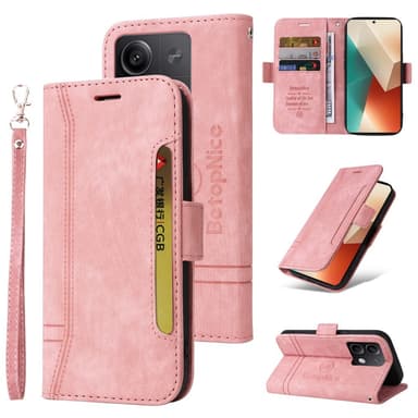SKALO Xiaomi Redmi Note 13 5G BETOPNICE 001 Lompakkokotelo PU-nahkaa - Pinkki