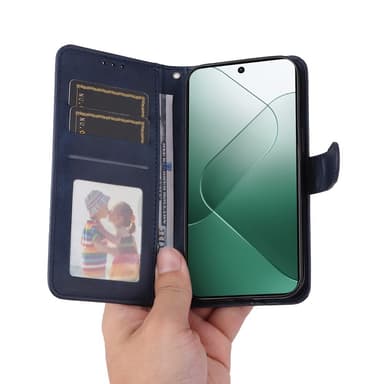SKALO Xiaomi 14 5G PU-nahkainen Lompakkokotelo - Sininen