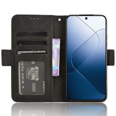 SKALO Xiaomi 14 5G 6-lokeroa Lompakkokotelo - Musta